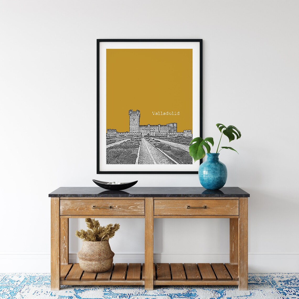 Valladolid Spain Castle Color Block Poster With Custom Sky Color - Image 2