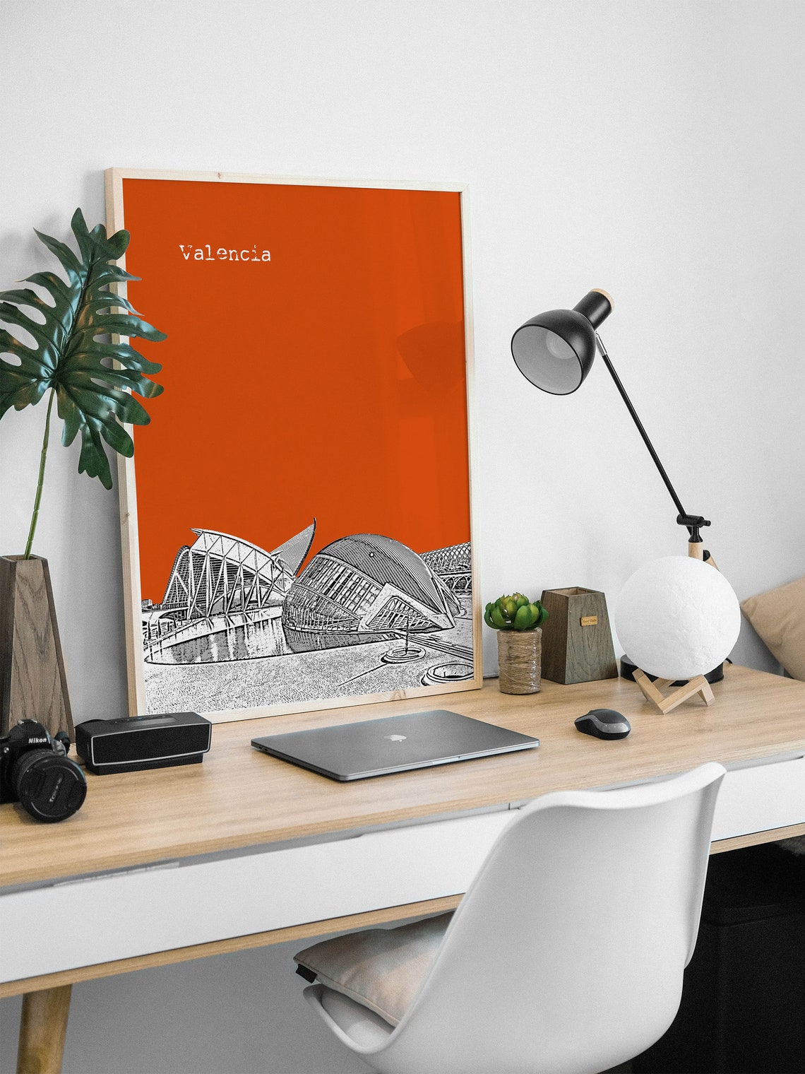 Valencia Orange Pop Art Modern Architecture Domes Sketch Print Decor