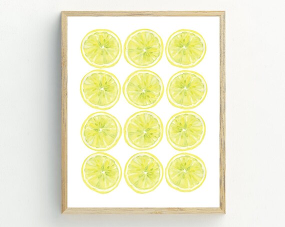 Lemon Wall Art Lemon Fruit Wall Art Kitchen Wall Decor Lemon Slices Print Housewarming Gift 5x7 8x10 11x14 16x20