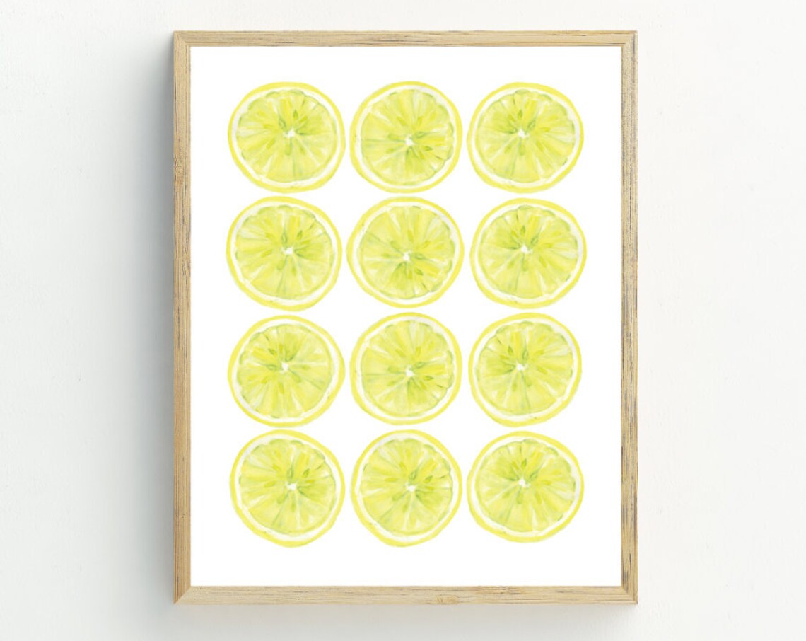 Lemon Wall Art Lemon Fruit Wall Art Kitchen Wall Decor Lemon Slices Print Housewarming Gift 5x7 8x10 11x14 16x20