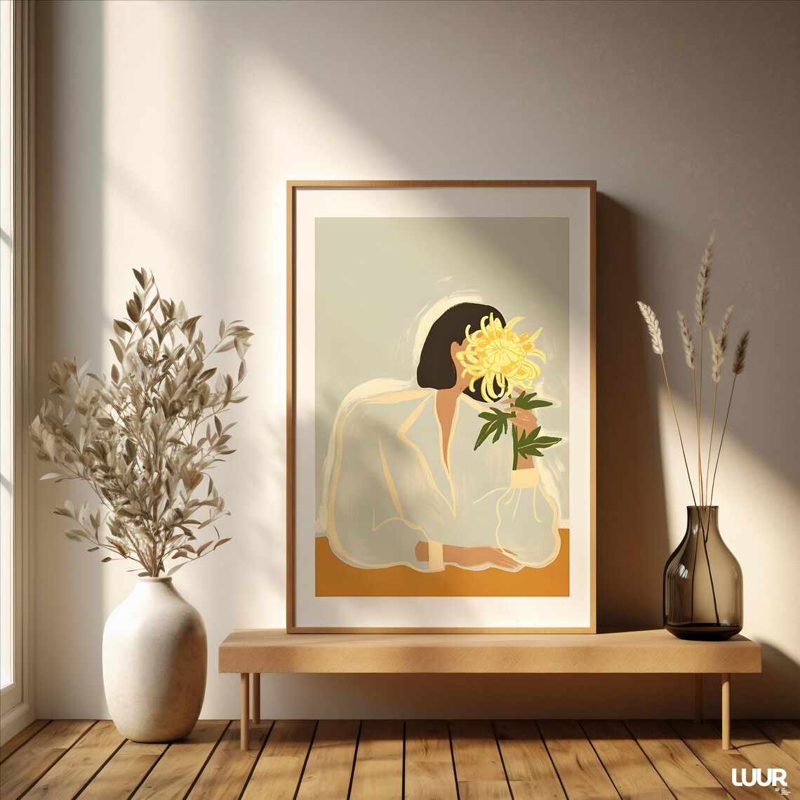 Abstract Portrait Of Woman With Flower Art Print