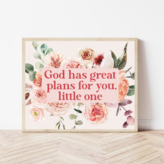 Christian Nursery Wall Art Girl Boho Bible Verse Baby Room Jeremiah 2911 Scripture Print Baptism Gift Sunday School Decor