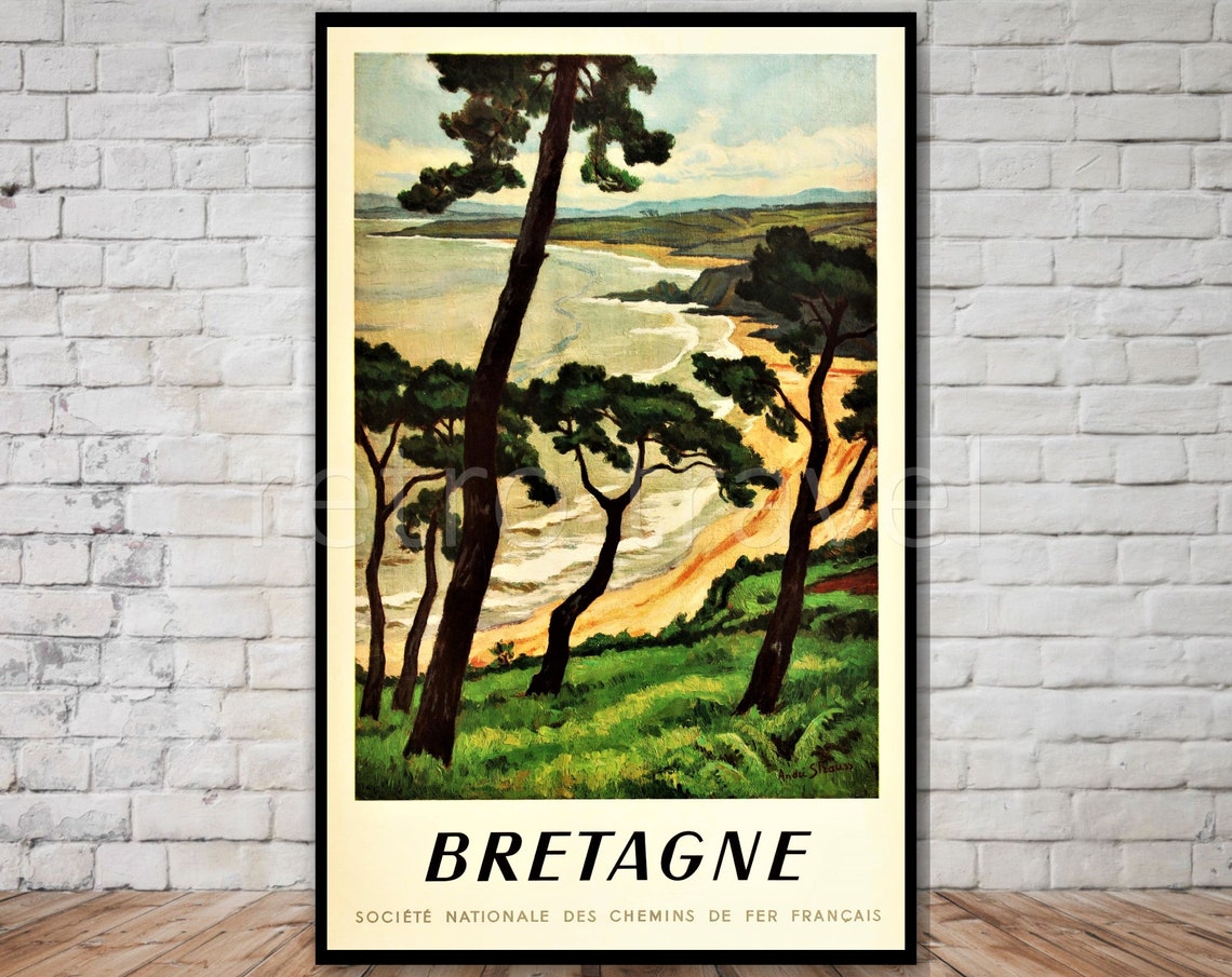 Brittany France Travel Poster Bretagne Instant Retro Travel Print Vintage Travel Poster French National Railways Art