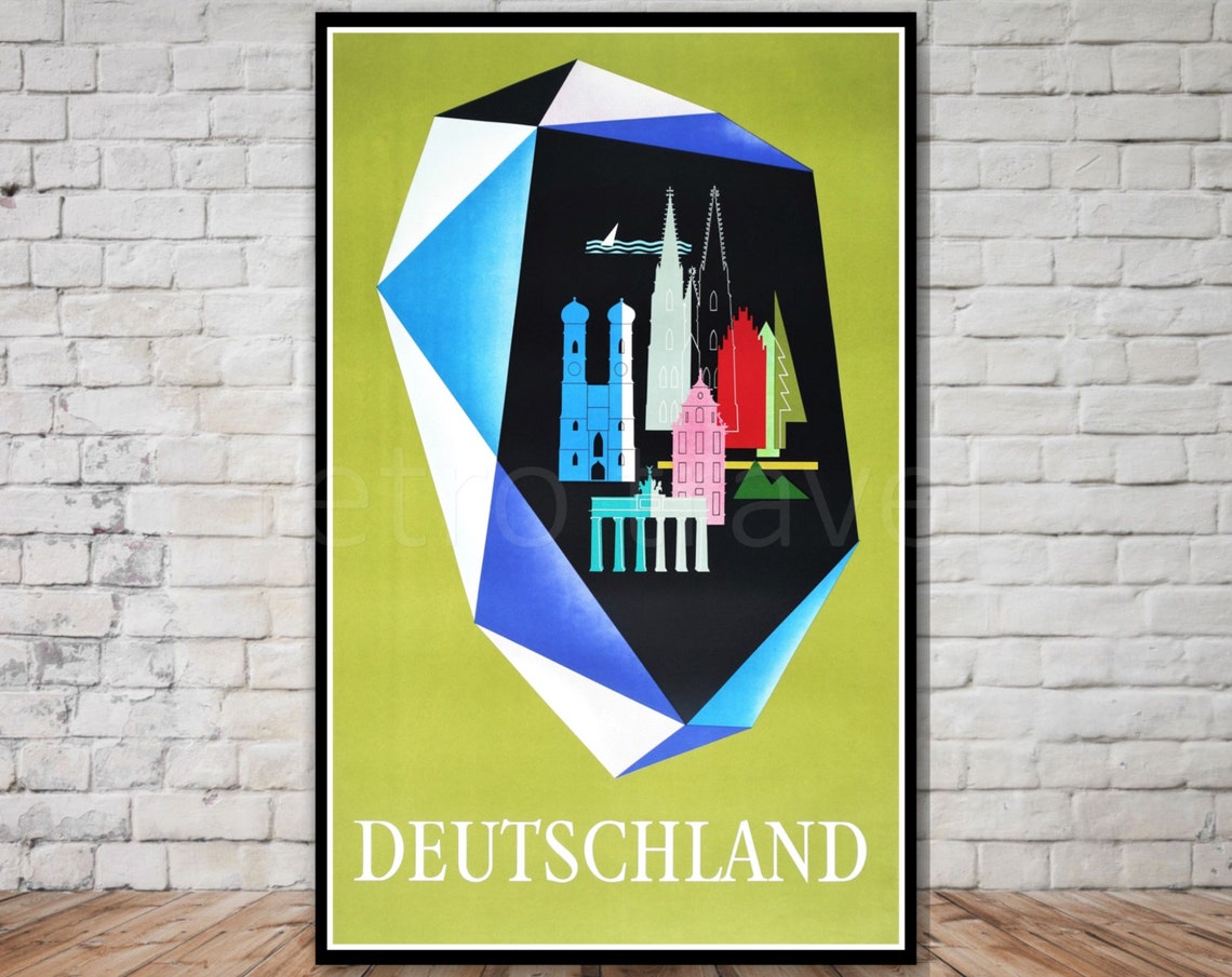 Deutschland Travel Poster Instant Retro Travel Print Vintage Travel Poster Travel Art 11x17 12x18