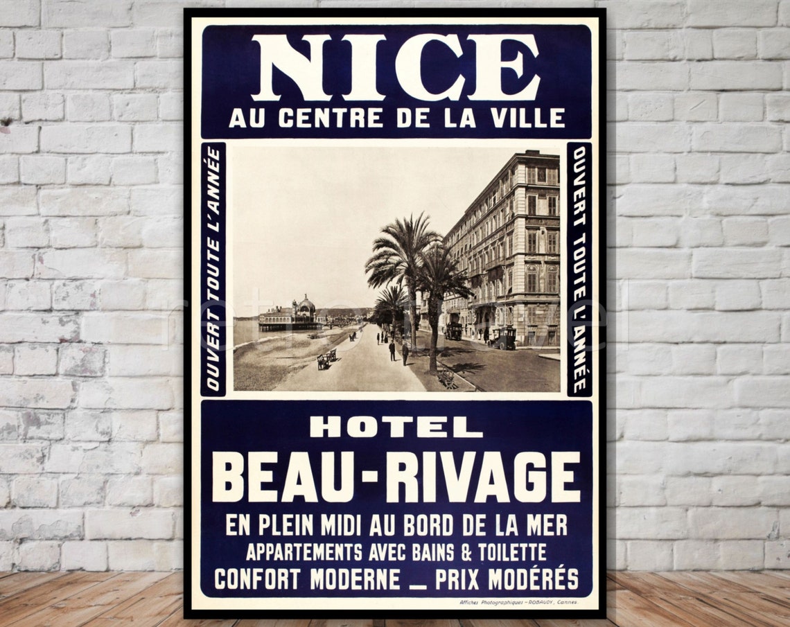 Nice France Retro Travel Poster Print