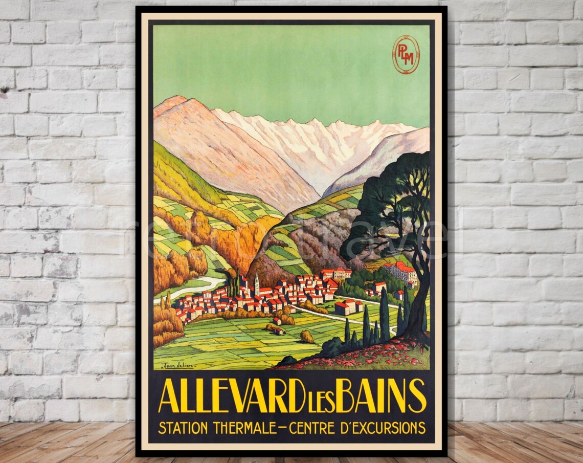 Allevard les Bains Alpine Spa Village Retro French Travel Poster