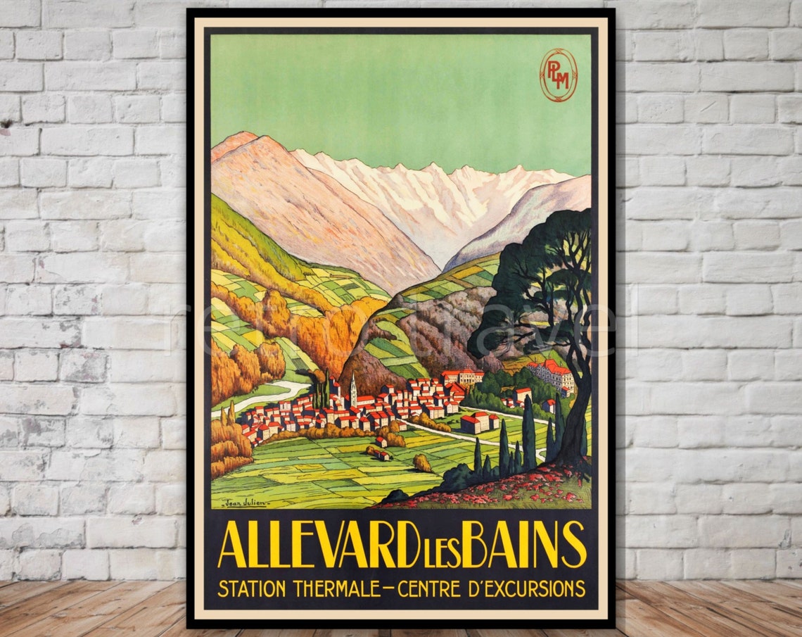Allevard Les Bains France Travel Poster Instant French Spa Town Poster Retro Travel Print 12x18 13x19