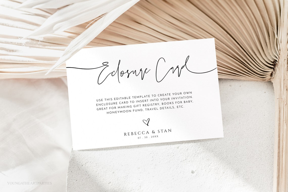 Minimalist Editable Wedding Enclosure Card Insert Registry Info Print