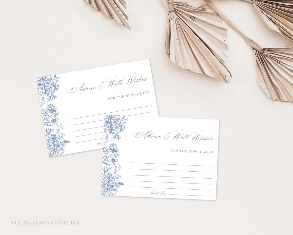 Advice and Wishes Blue Floral Wedding Signage Invitation Print - Image 5