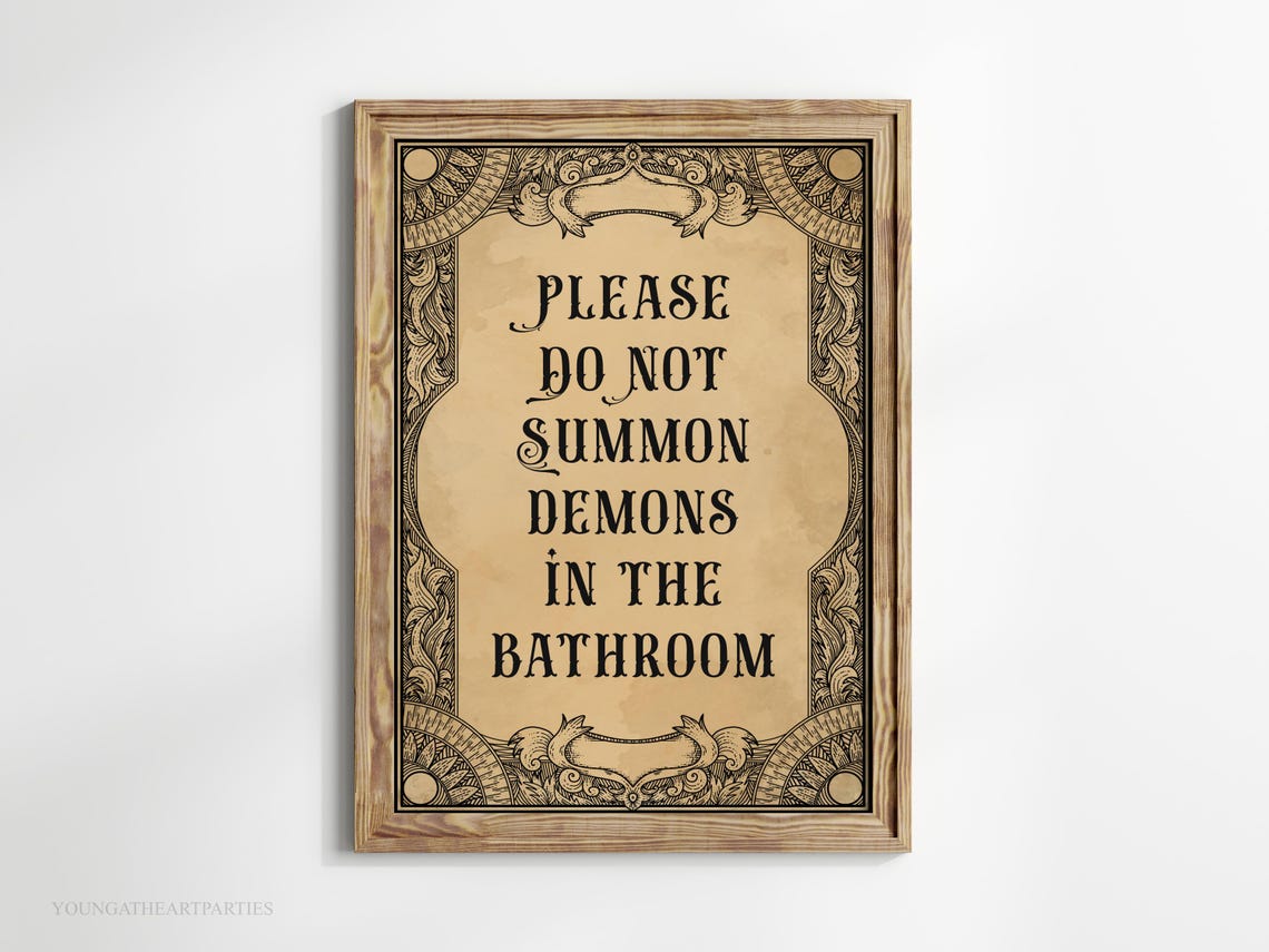 Gothic Please Do Not Summon Demons in the Bathroom Art Print - Image 3