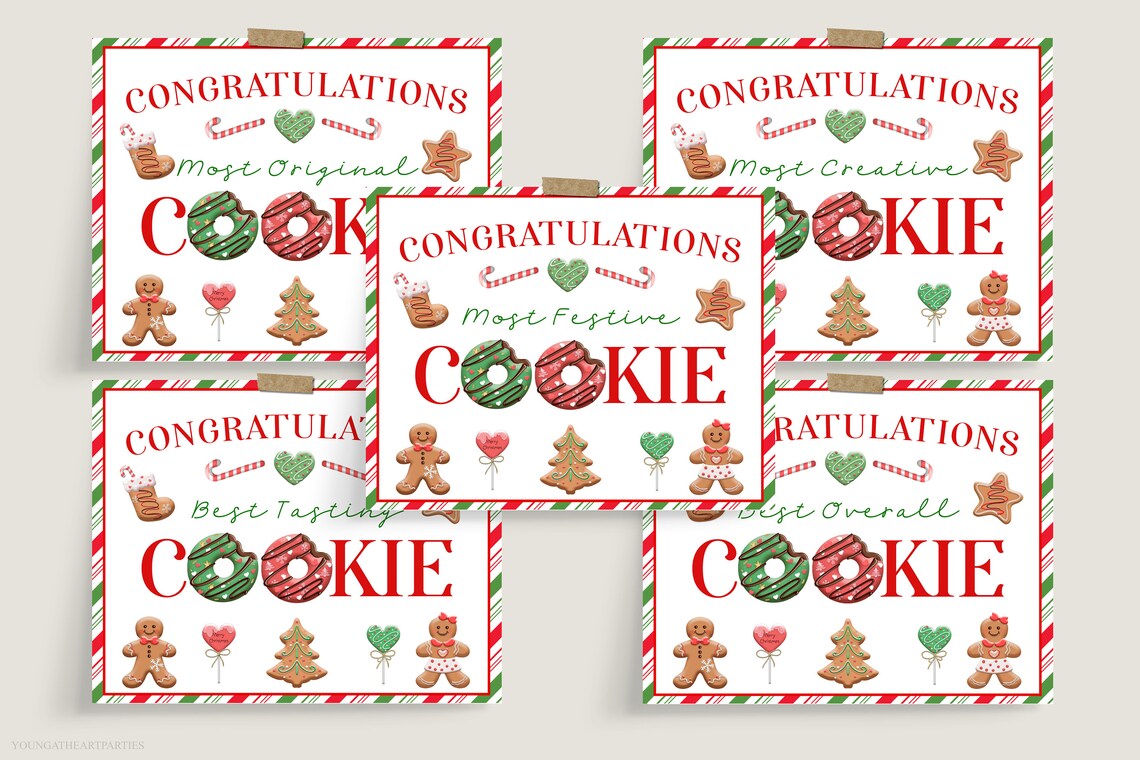 Fun Holiday Christmas Cookie Contest Award Party Signs Set Poster