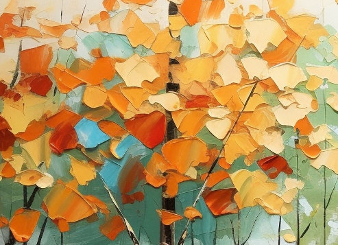 Autumn Trees with Orange Foliage Reflecting in Teal Lake Poster - Image 4
