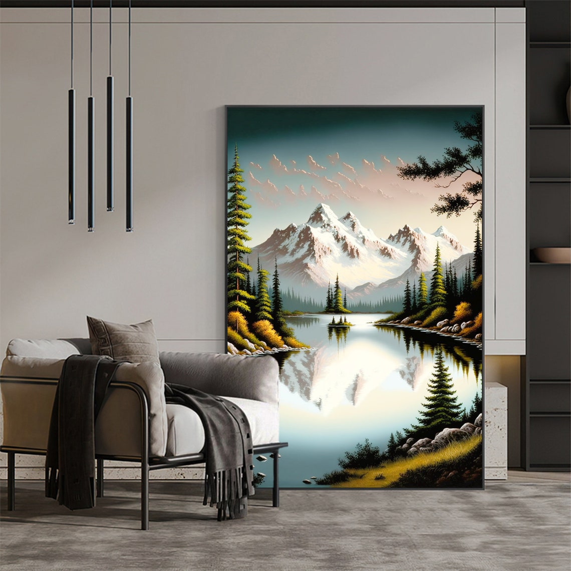 Alpine Mountain Lake Mirror Reflection with Pine Trees Poster - Image 4