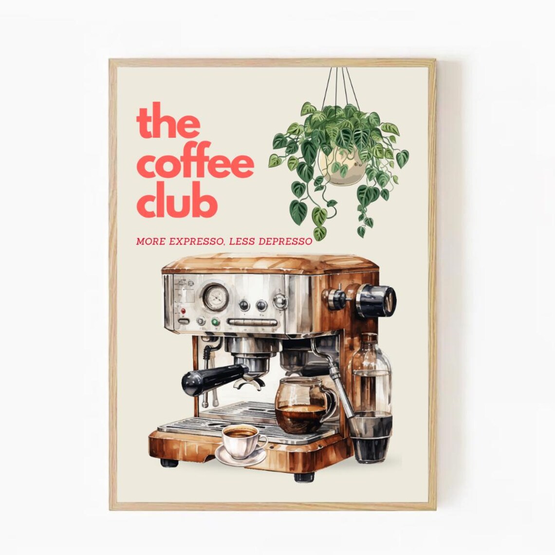 The Coffee Club Poster Vintage Espresso Machine More Expresso Less Depresso
