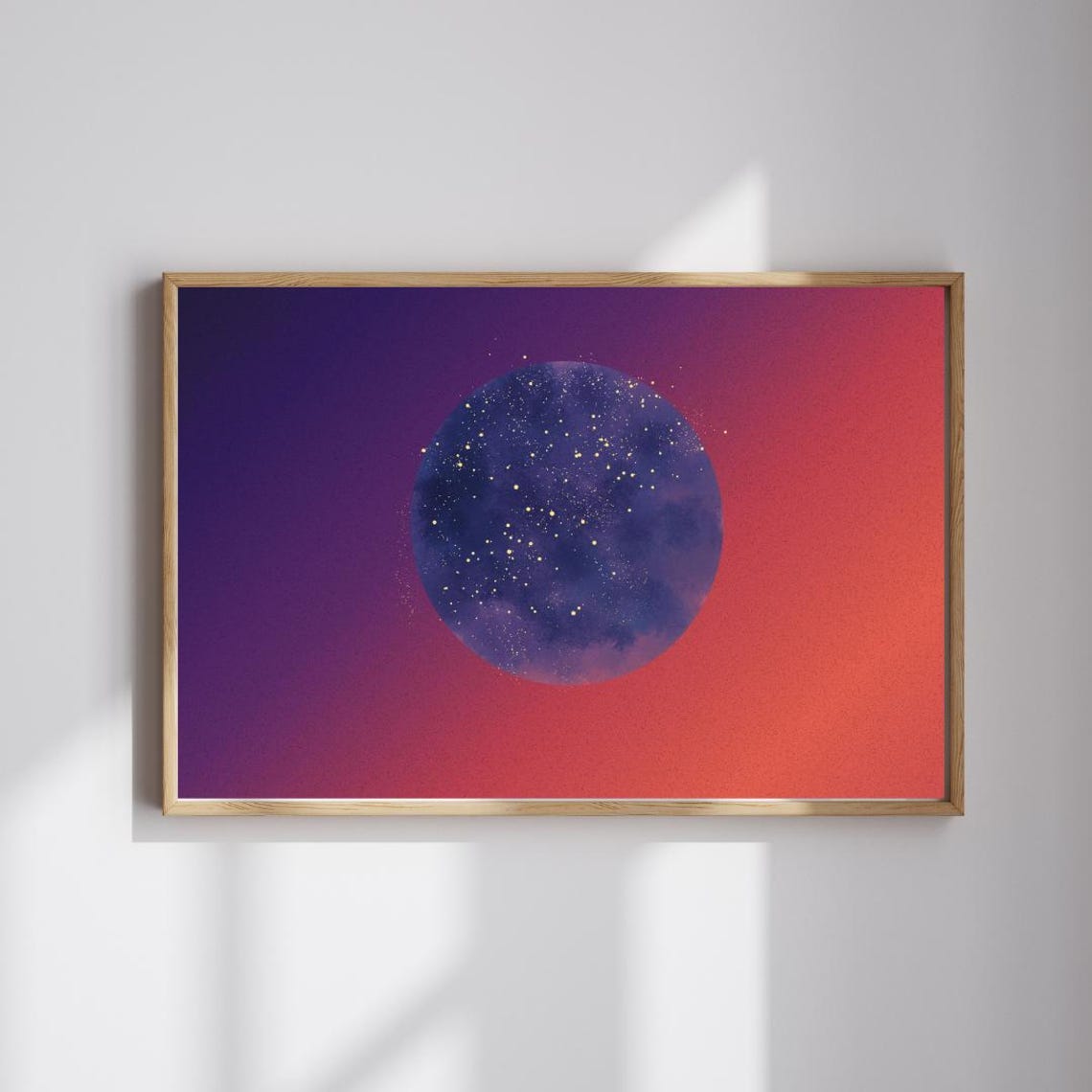Celestial Night Sky Starry Moon Watercolor Boho Gradient Art Poster