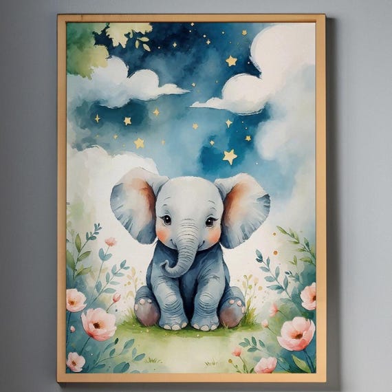 Baby Elephant Nursery Art Highresolution Wall Decor