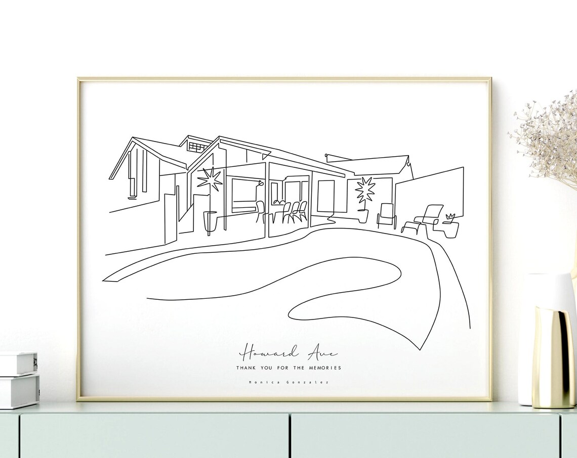 Two Story House Line Drawing Custom Home Portrait Arizona Poster - Image 7
