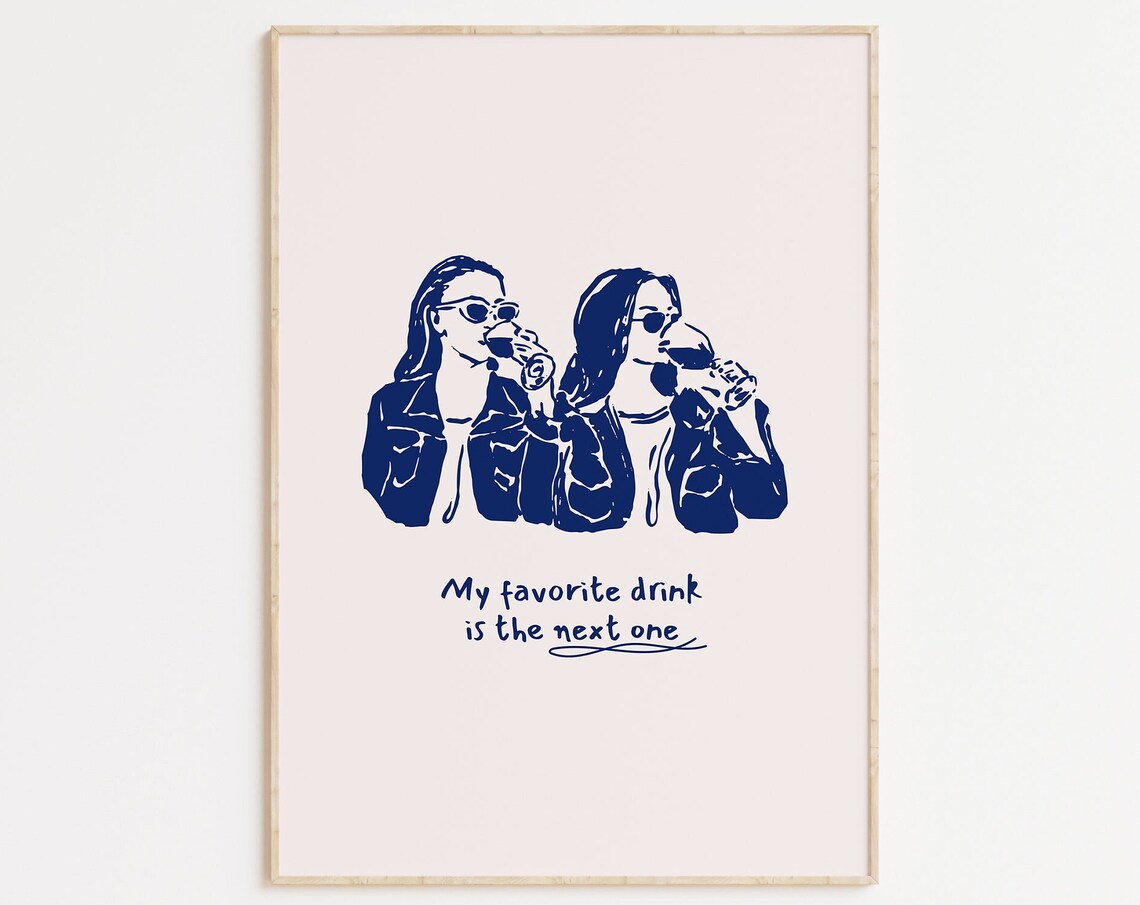 Girls Cocktail Art Print, Bar Cart Decor
