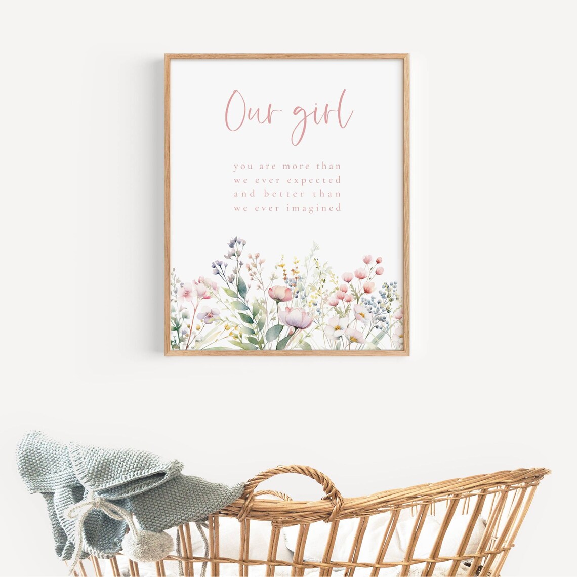 Our Girl Daughter Quote Watercolor Wildflower Nursery Wall Print - Image 2