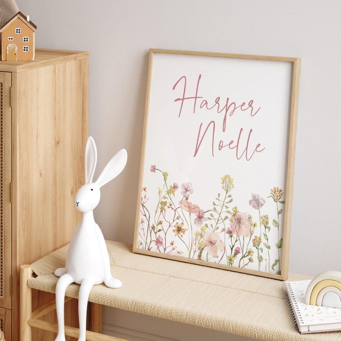 Nursery Gift Girl Nursery Flower Print Boho Nursery Wall Art Floral Nursery Name Sign Wildflower Baby Gift For New Mom Gift Baby Girl Print