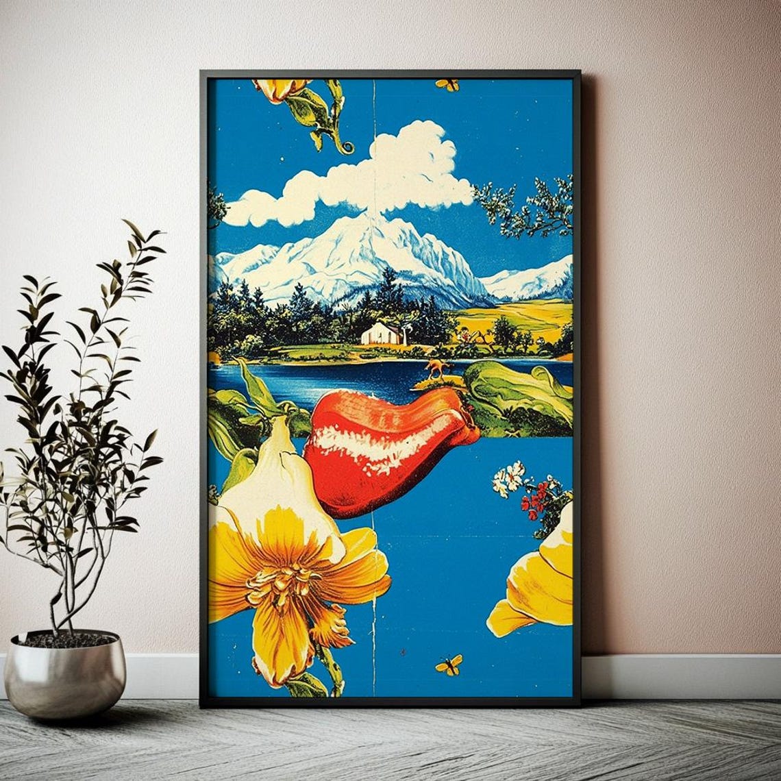 Surreal Retro Landscape Print Vintage Inspired Utopian Poster Bold Dreamlike 70s Wall Art - Image 5