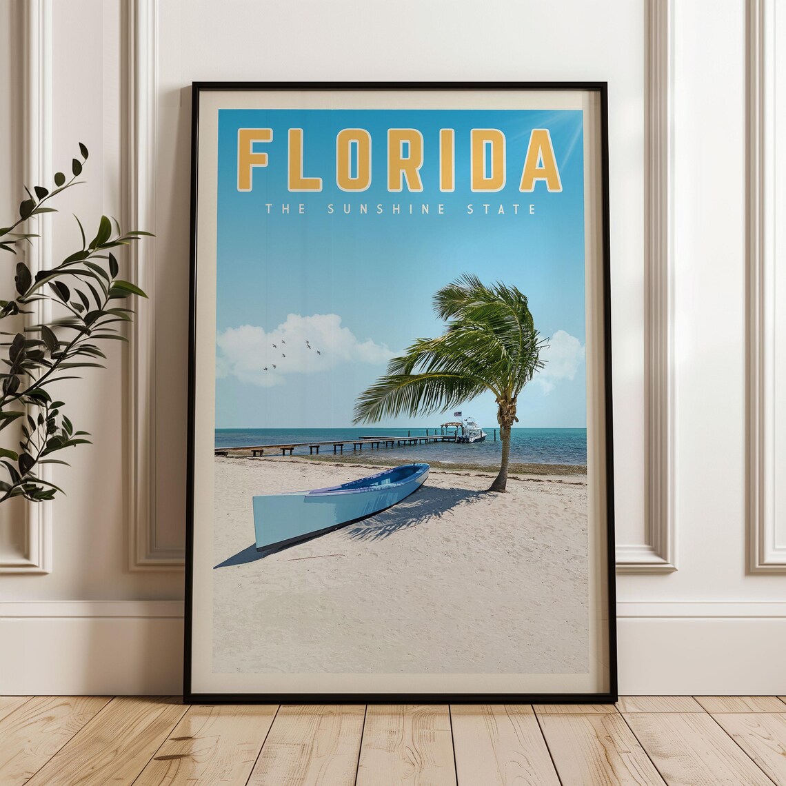 Florida Travel Poster, Vintage State Map