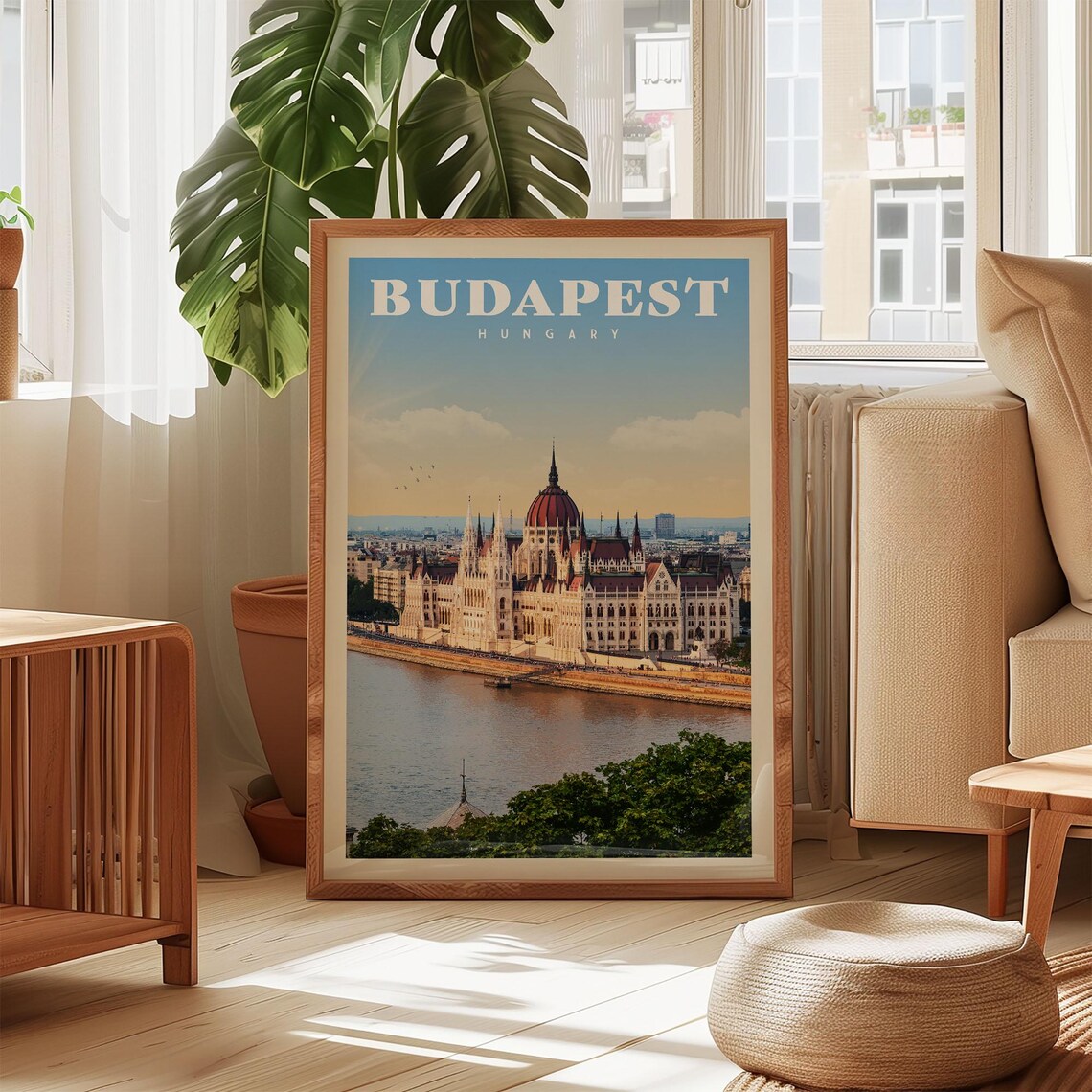 Budapest Vintage Travel Poster, Hungary Map Art Print