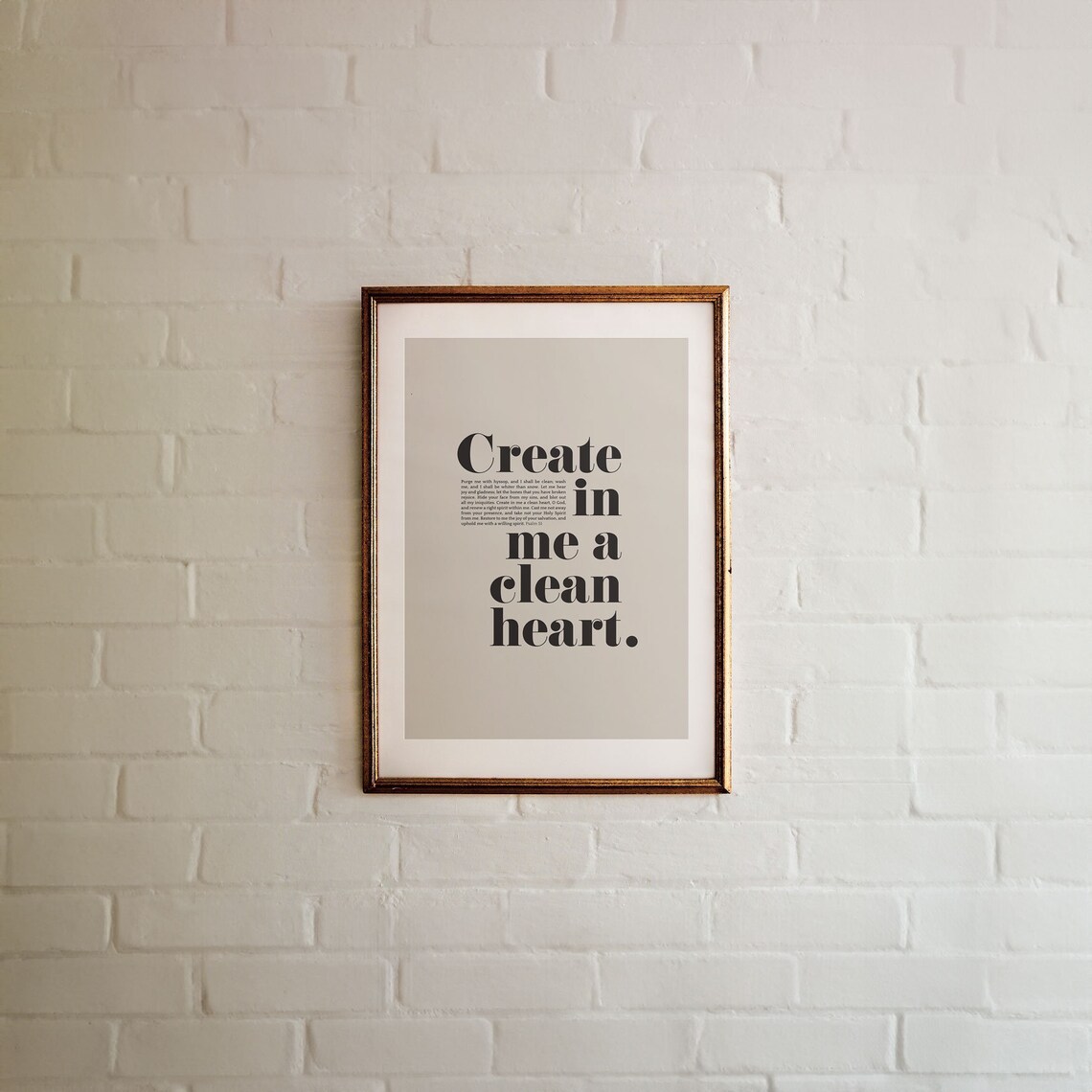Create In Me A Clean Heart Psalm 51 Bible Verse Modern Minimalist Poster - Image 5