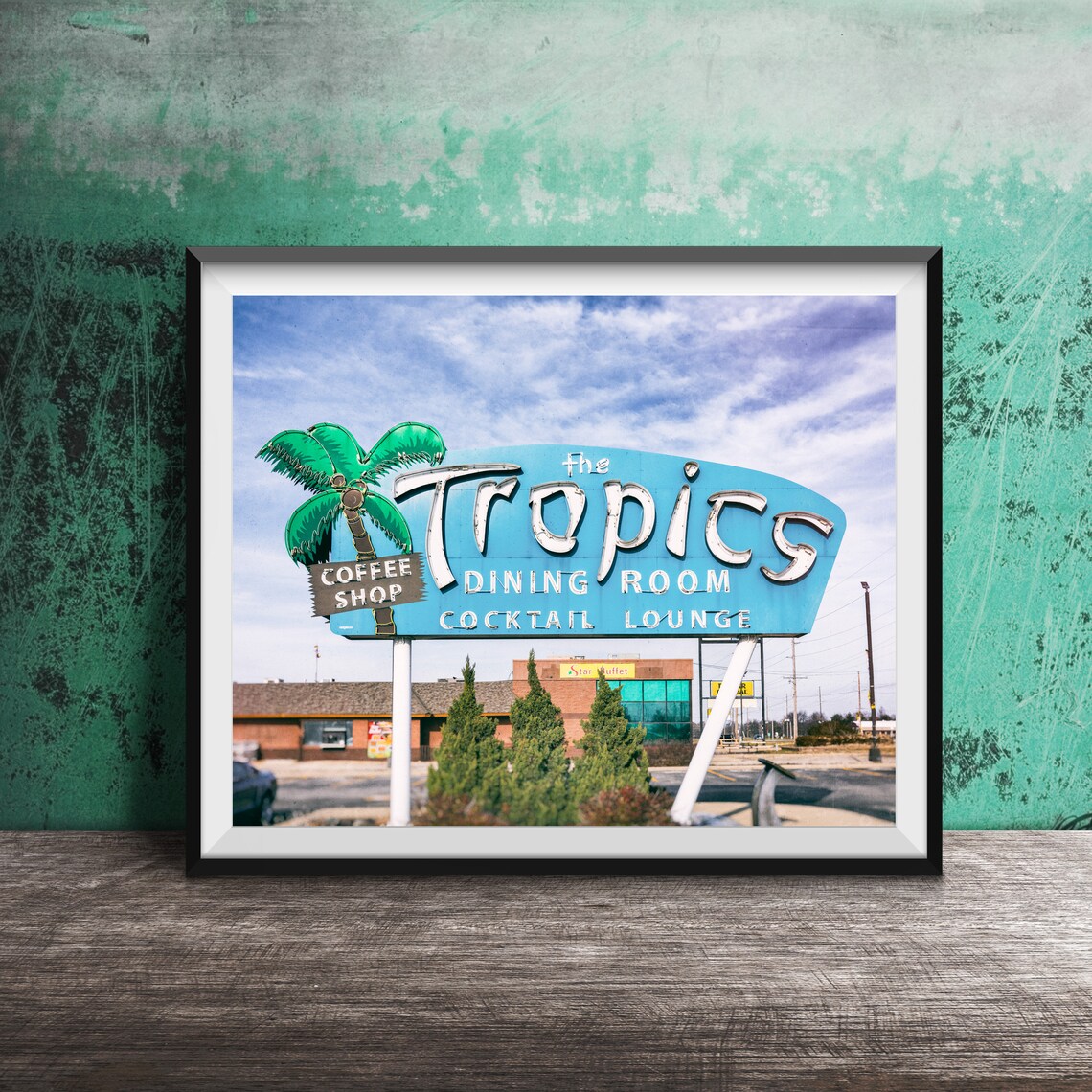 The Tropics Dining Room Cocktail Lounge Route 66 Neon Sign Poster