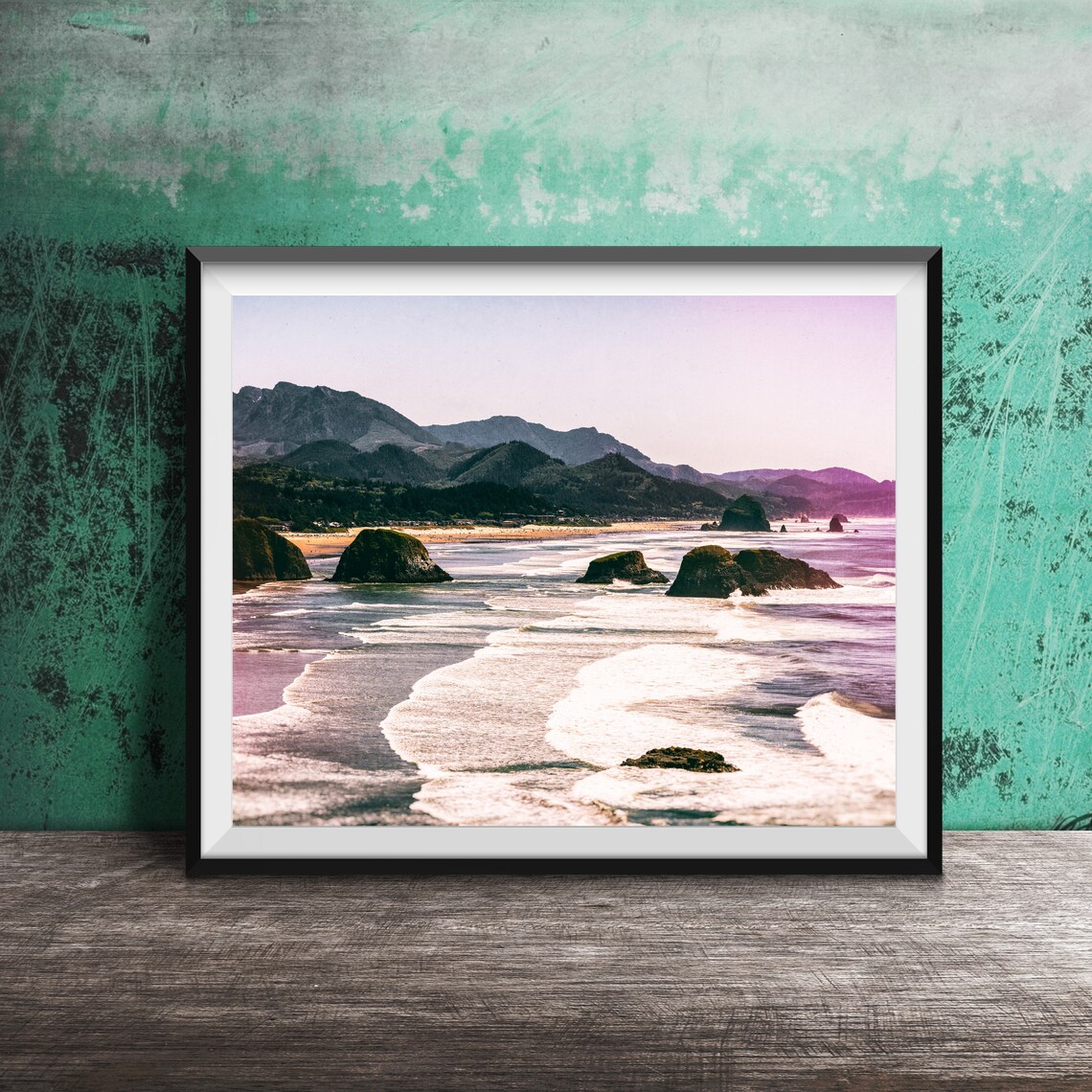 Cannon Beach Oregon Golden Sea Stacks At Sunset Photography Poster