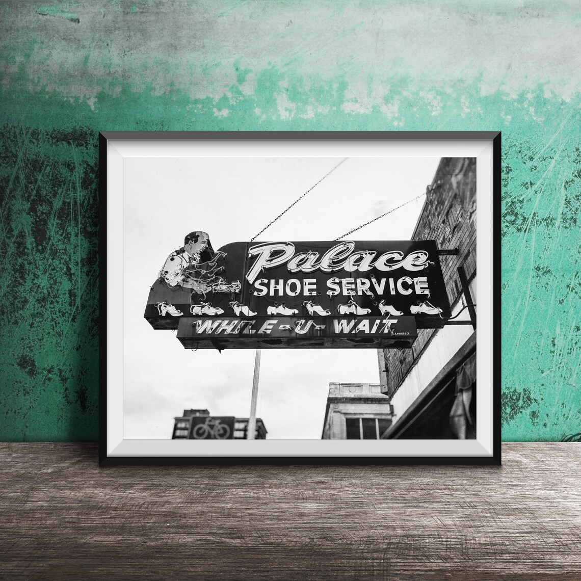 Palace Shoe Service Neon Sign While U Wait Rockford Illinois Poster - Image 2