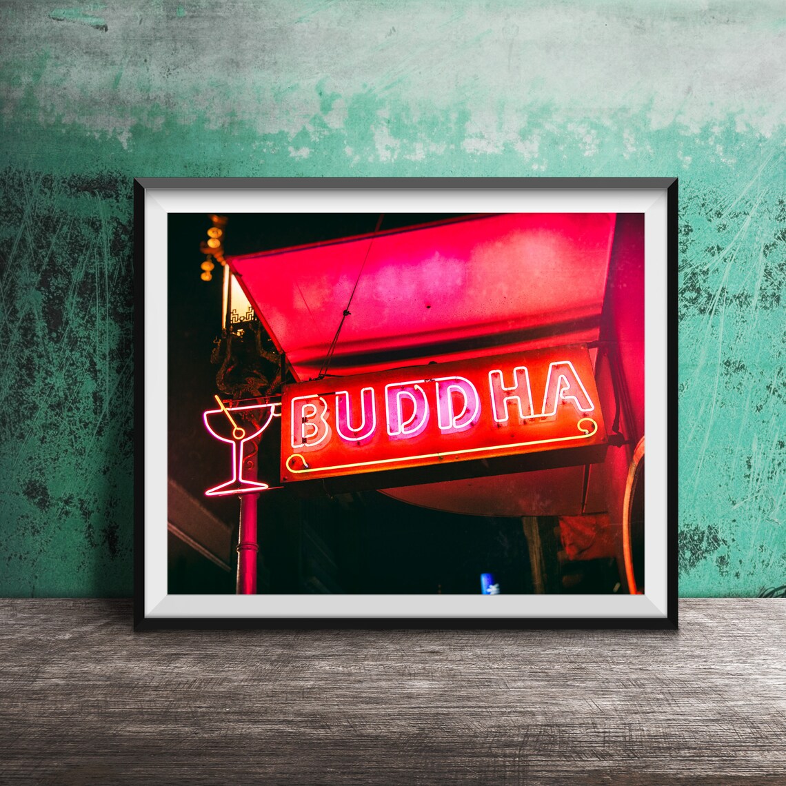 Buddha Cocktail Bar San Francisco Chinatown Red Neon Sign Poster