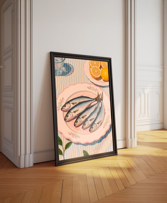 Sardines Print Sardine Tin Vintage Poster Retro Wall Art Fish Eclectic Home Decor Jewelry