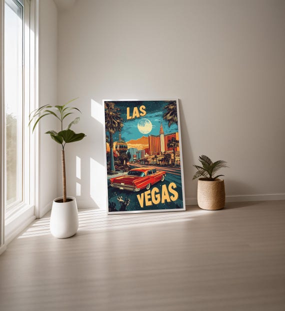 Las Vegas Travel Poster Nevada Wall Art Print Illustration Artwork Home Office Decor United States