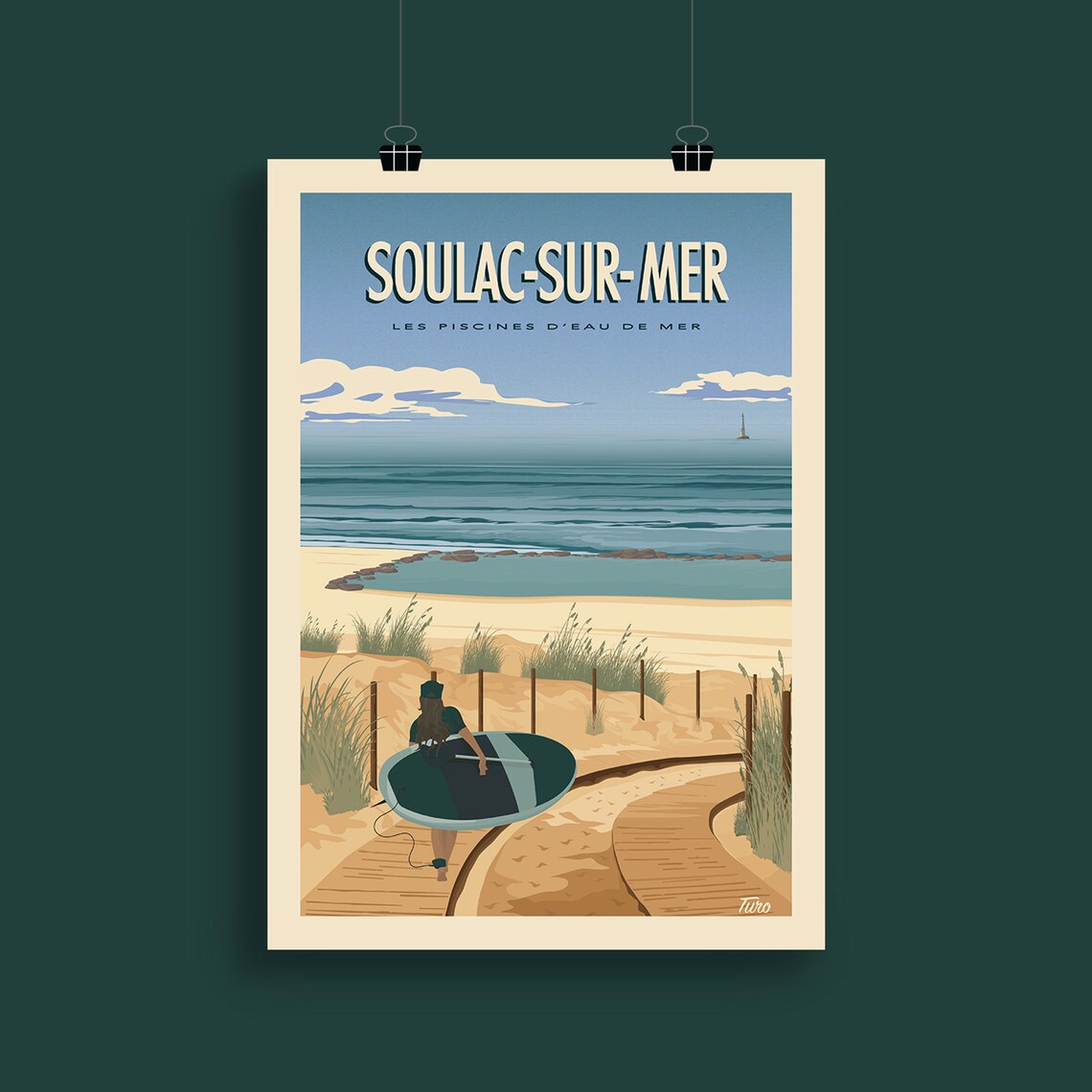 Soulac Sur Mer Vintage Travel Poster, Cordouan Lighthouse - Image 2