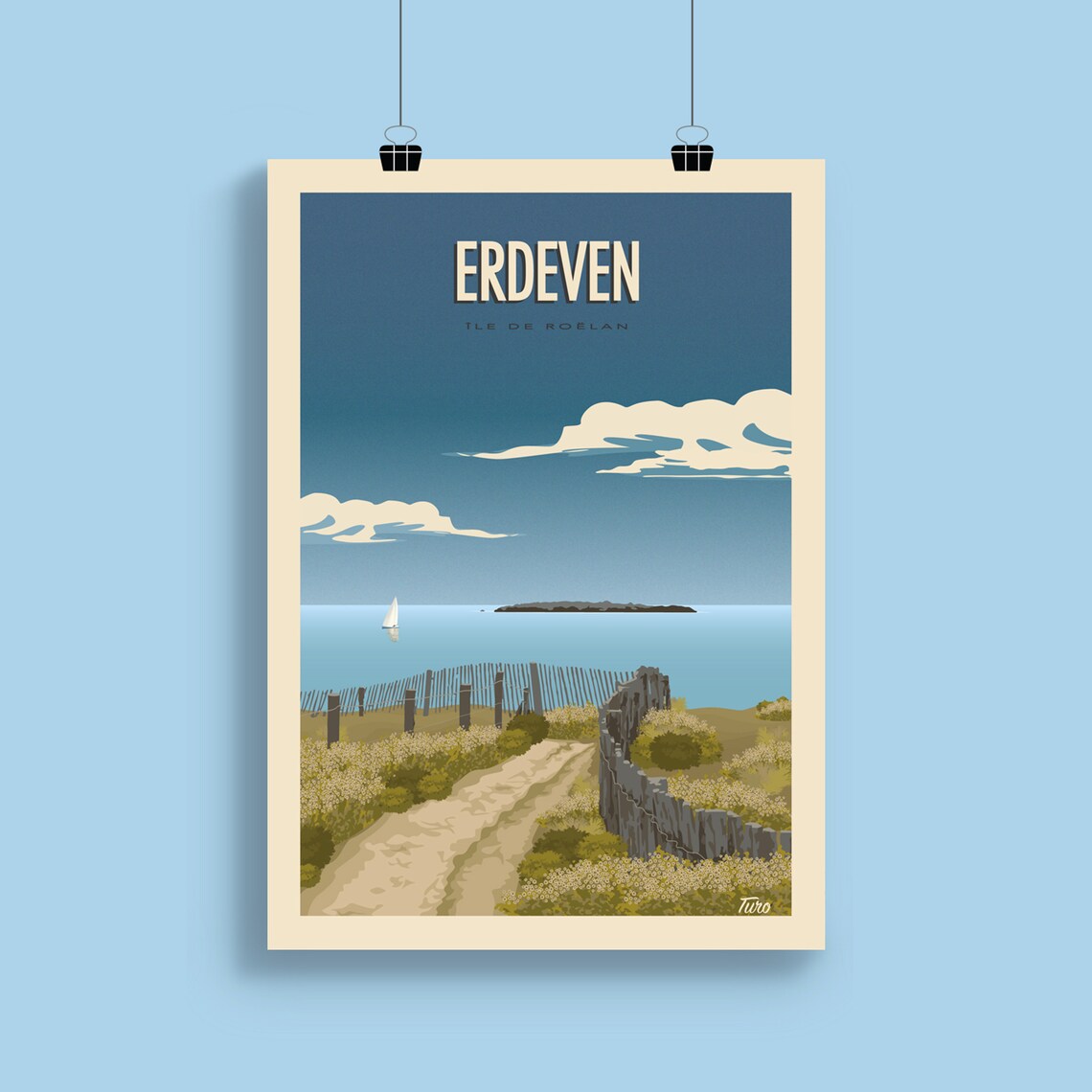 Erdeven Vintage Brittany France Travel Poster - Image 2