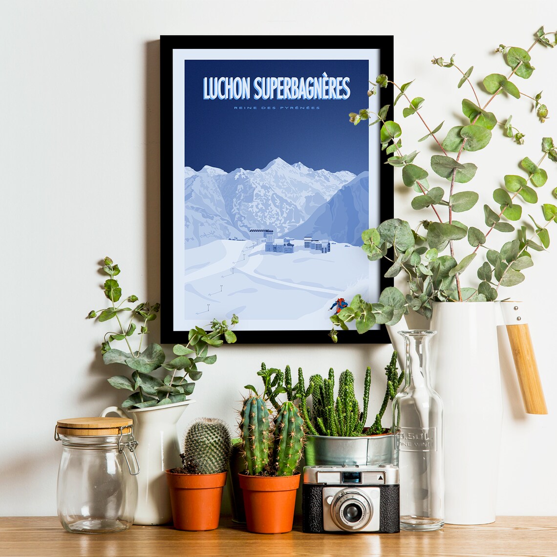 Luchon Superbagnres Vintage Pyrenees Travel Poster - Image 3
