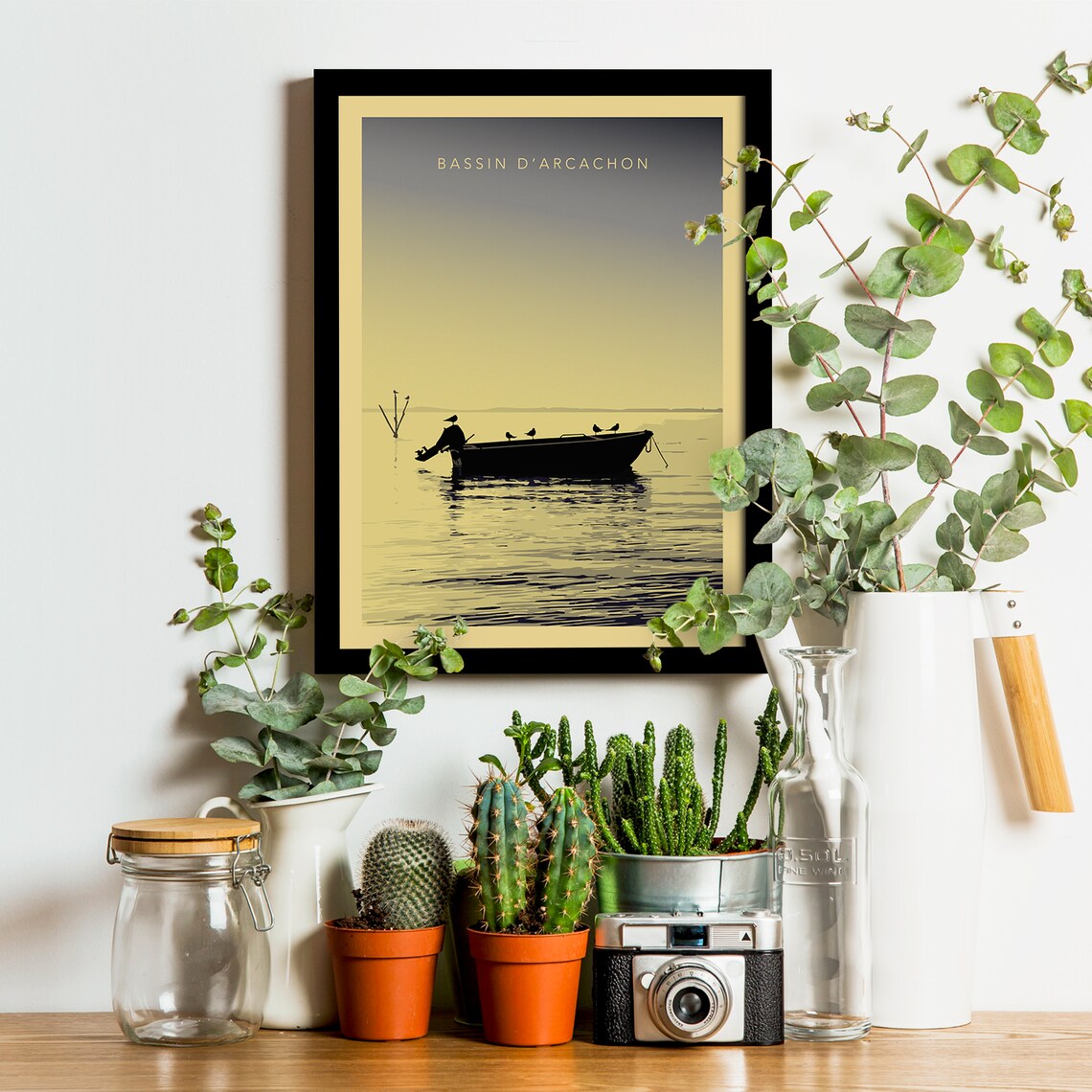 Bassin d'Arcachon Fisherman Boat Golden Lagoon Retro Travel Poster - Image 3