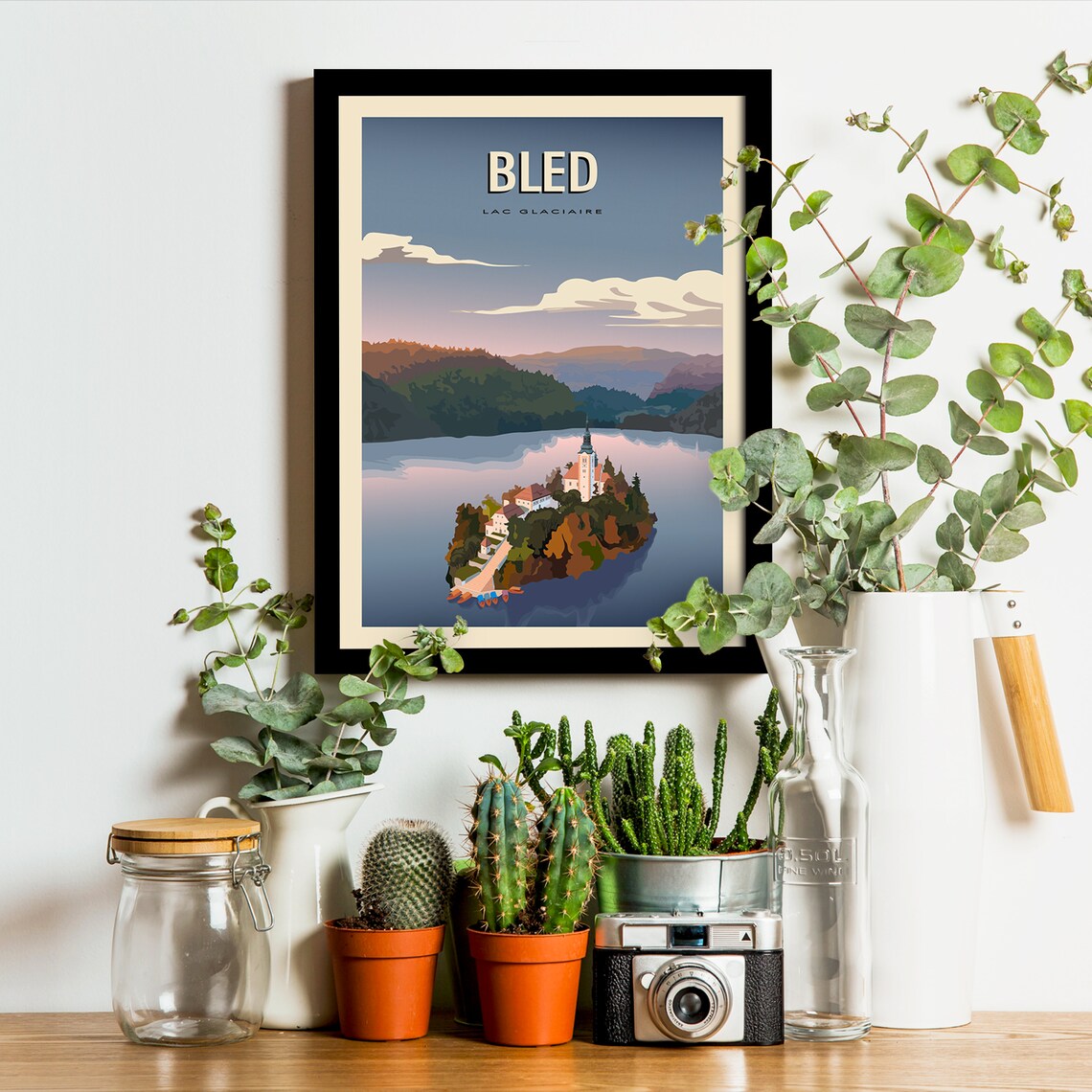 Bled Glacial Lake Island Church Slovenia Vintage Travel Poster - Image 3