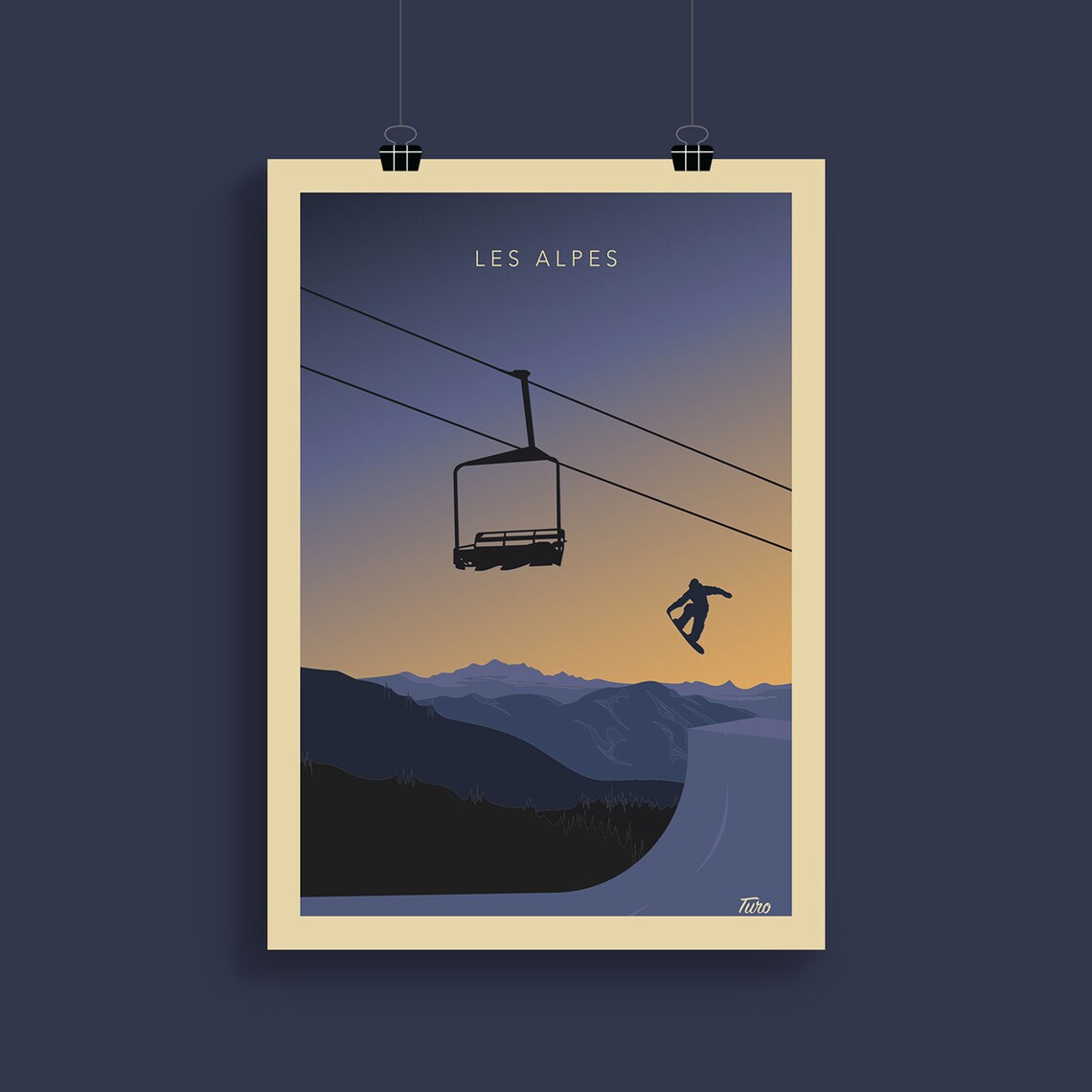 The Alps Vintage Mountains Winter Sports Art Print - Image 2