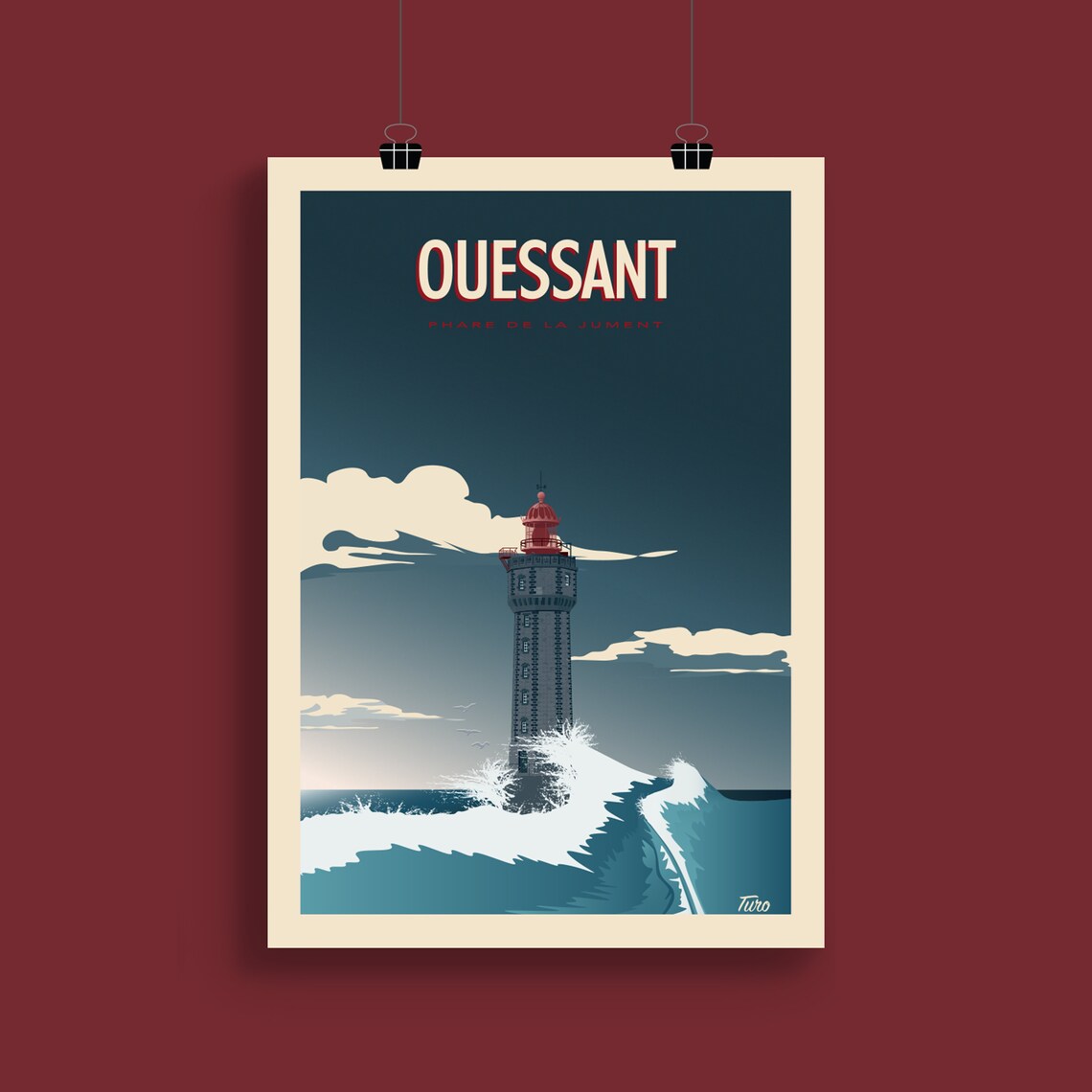 Ouessant Vintage Travel Poster, Brittany Lighthouse - Image 2