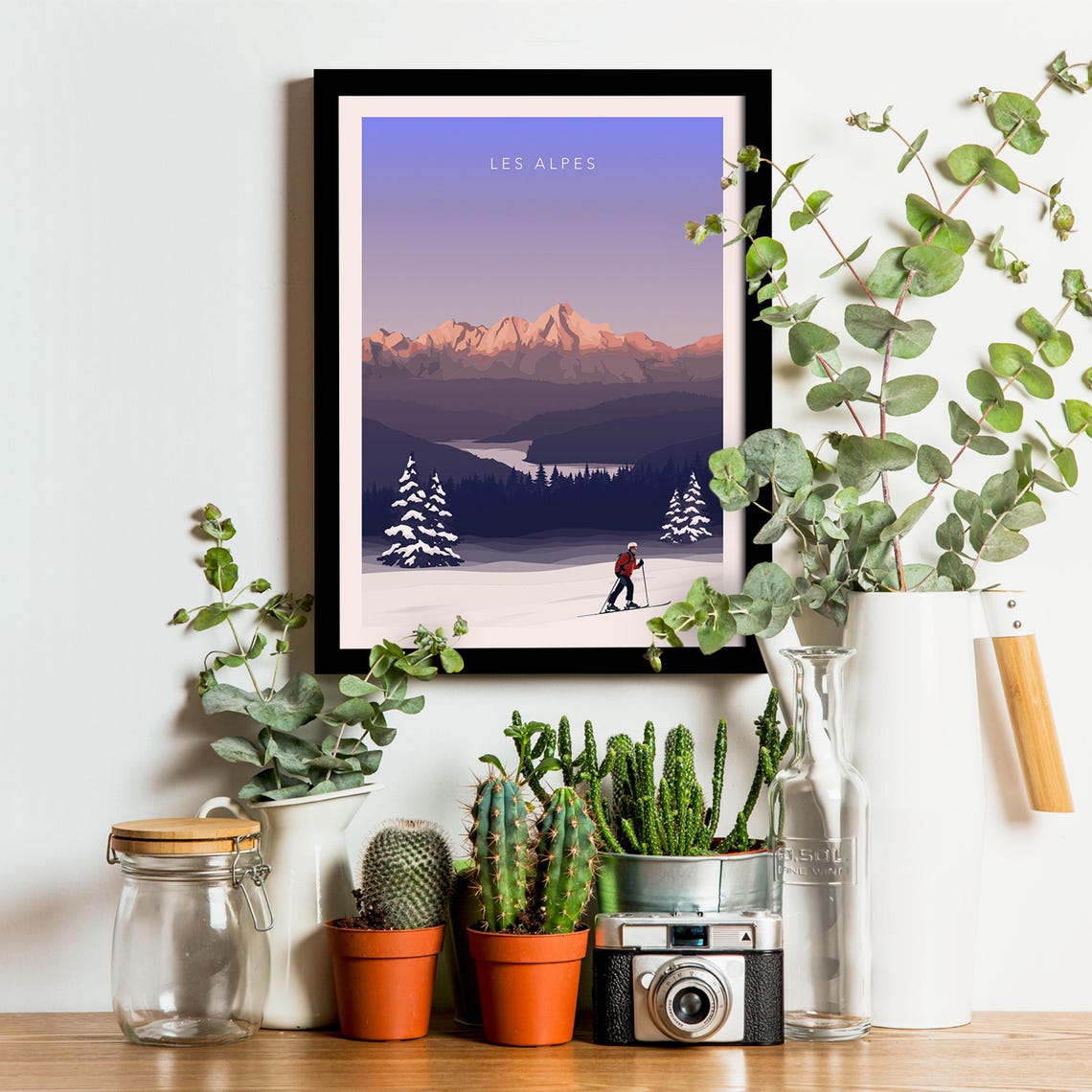 The Alps Travel Poster Ski Chairlift Travel Poster Vintage Poster Mountains Winter Sports - Image 3