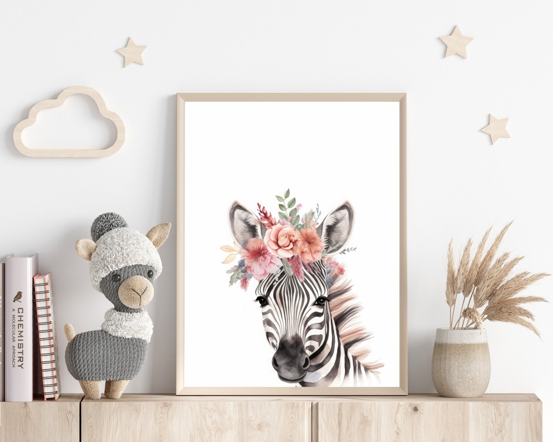 Zebra Nursery Decor, Watercolor Animal Painting - Image 3