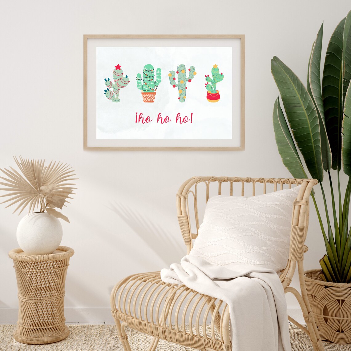 Boho Christmas Cactus Art Print, Holiday Decor - Image 4