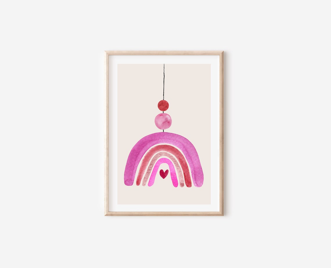 Boho Pink Rainbow Nursery Art Print For Girl Room - Image 4