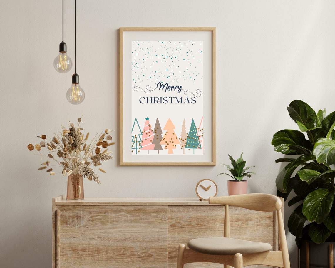 Boho Merry Christmas Tree, Holiday Nursery Poster - Image 3