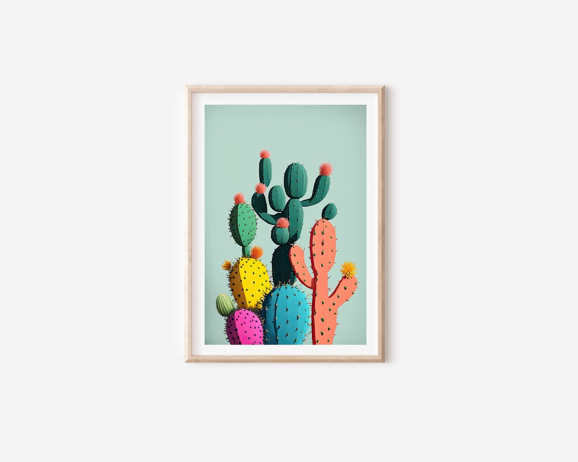 Cactus and Flower Minimalist Art Print, Boho Botanical - Image 4