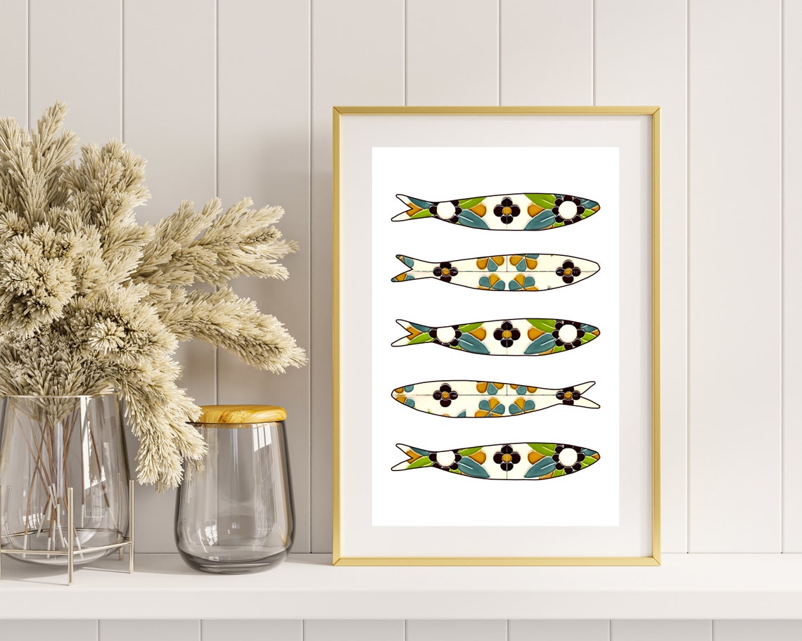 Portuguese Sardine Wall Art Print, Lisbon Travel Poster - Image 3