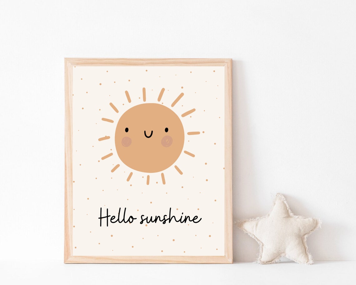 Hello Sunshine Boho Sun Nursery Wall Art Print - Image 3