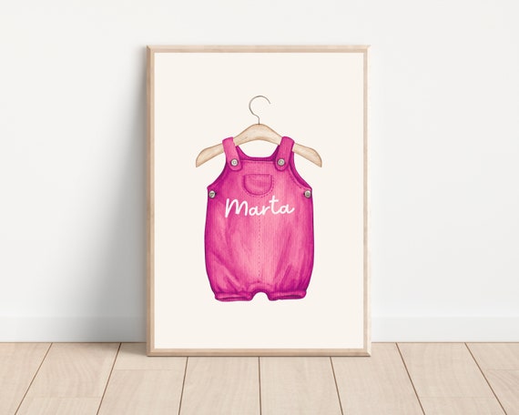 Personalized Baby Girl Name Art Print, Pink Nursery Decor